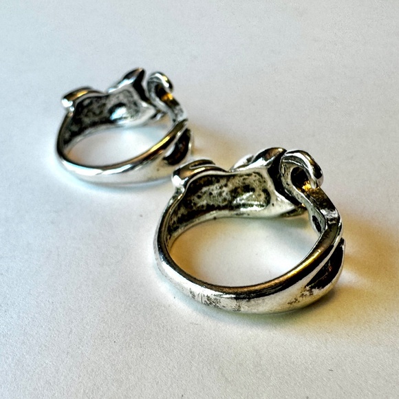 Kitty Cat Rings, Set of 2 Matching Silver, US size 7 - Picture 6 of 12